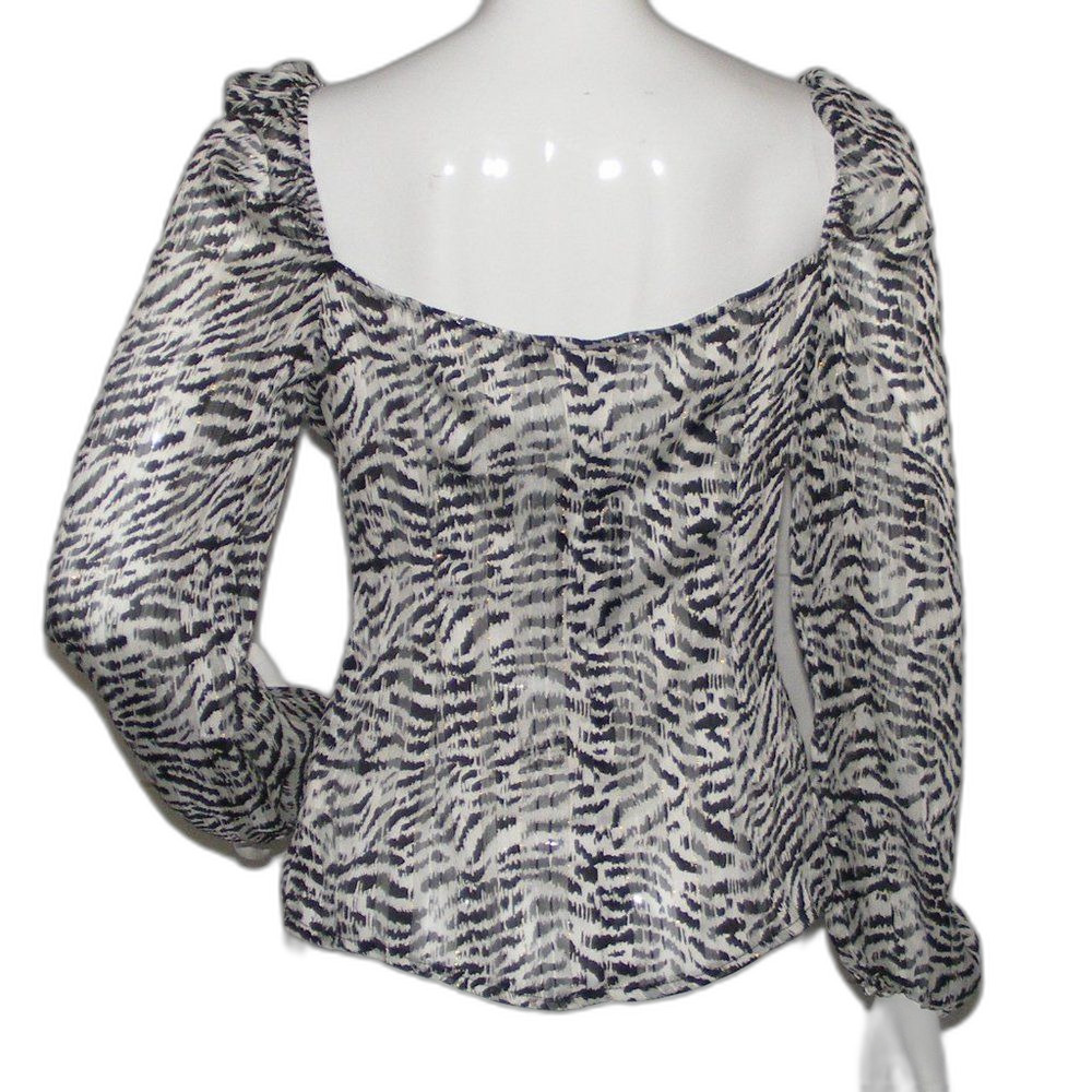 new NASTY GAL Top, 8, Zebra print, Long Sleeves, Tie front - Picture 5 of 12